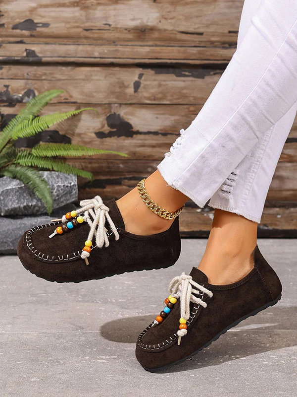 Lace-Up Round-Toe Split-Joint Flat Shoes - Image 3