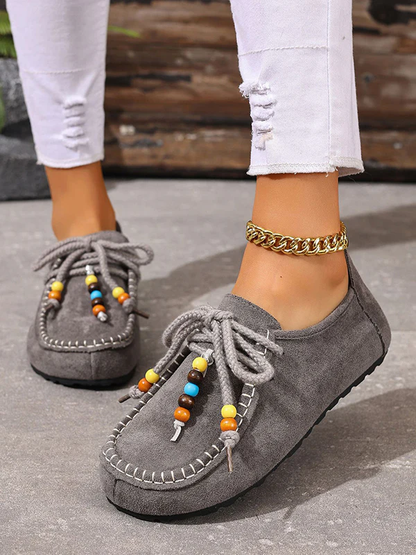 Lace-Up Round-Toe Split-Joint Flat Shoes - Image 5