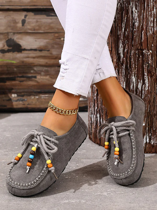 Lace-Up Round-Toe Split-Joint Flat Shoes - Image 6
