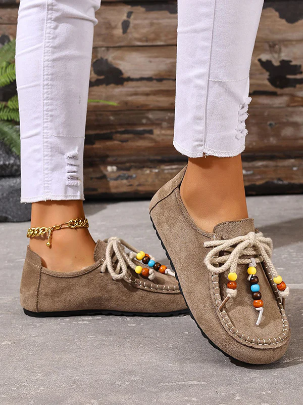 Lace-Up Round-Toe Split-Joint Flat Shoes - Image 8