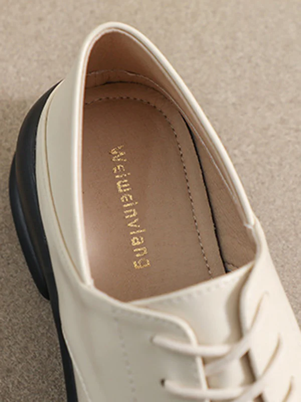 Lace-Up Round-Toe Split-Joint Loafers - Image 10