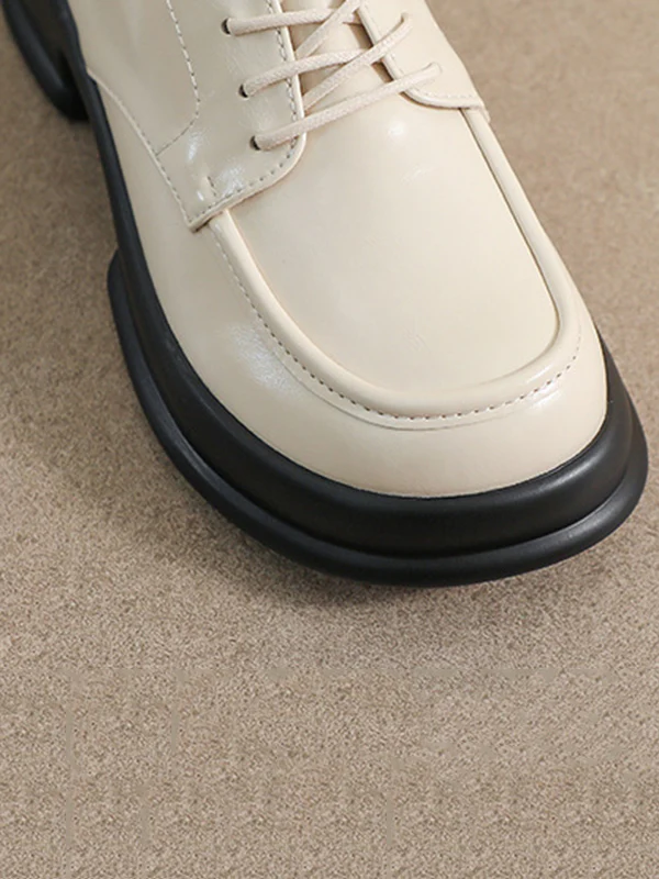 Lace-Up Round-Toe Split-Joint Loafers - Image 8