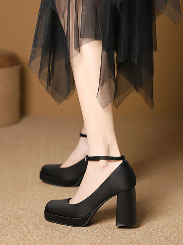 Lace-Up Shallow Cut Square-Toe Mary Janes Pumps - Image 5