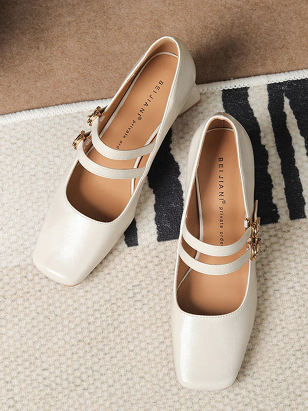 Lace-Up Shallow Cut Square-Toe Pumps - Image 10