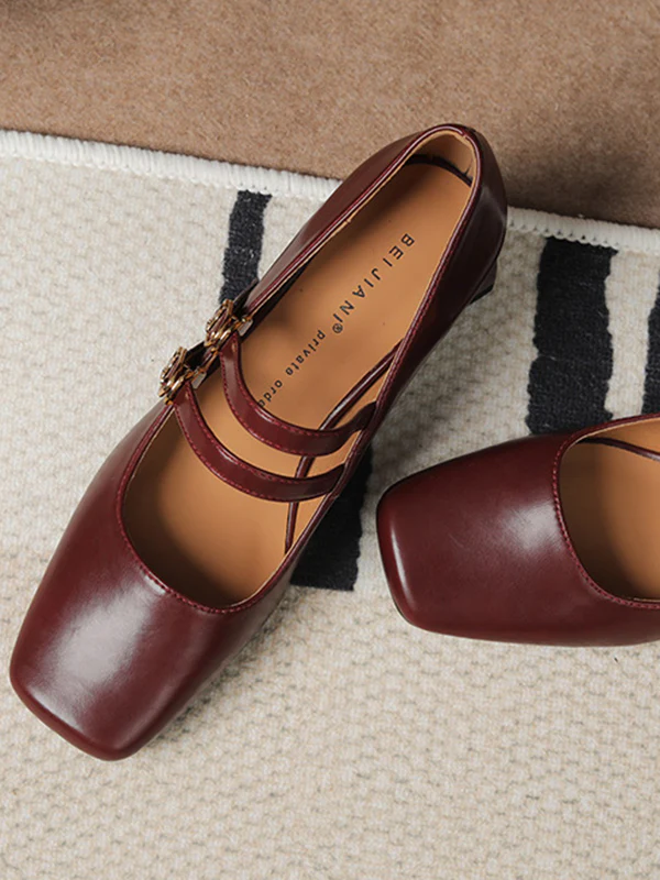 Lace-Up Shallow Cut Square-Toe Pumps - Image 12