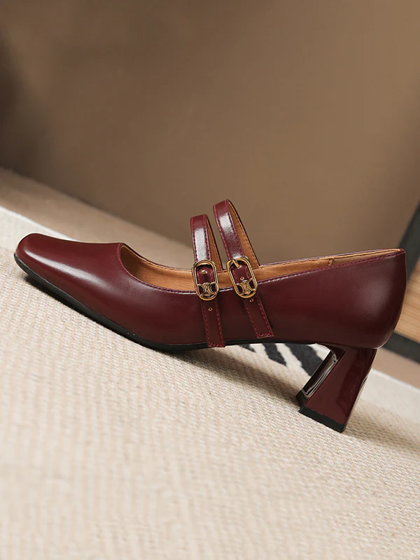 Lace-Up Shallow Cut Square-Toe Pumps - Image 13