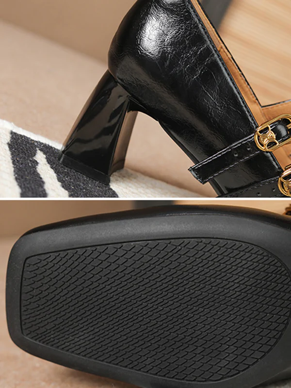 Lace-Up Shallow Cut Square-Toe Pumps - Image 15