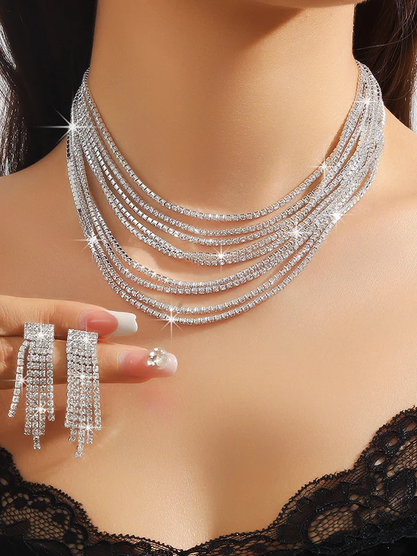Layered Drop Earrings Necklaces Accessories - Image 2