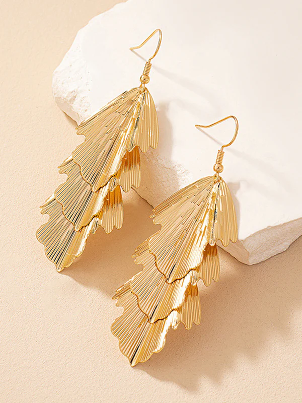 Layered Solid Color Textured Earrings Accessories - Image 2