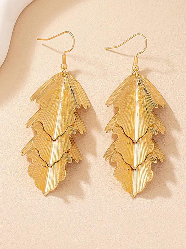Layered Solid Color Textured Earrings Accessories - Image 3