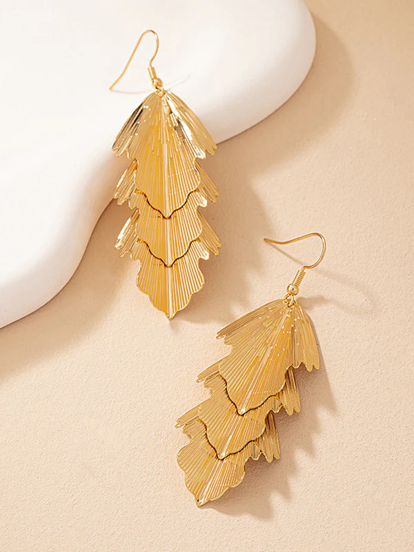 Layered Solid Color Textured Earrings Accessories - Image 4