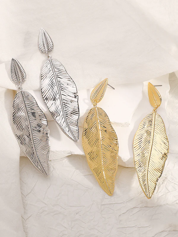 Leaves Shape Drop Earrings - Image 3