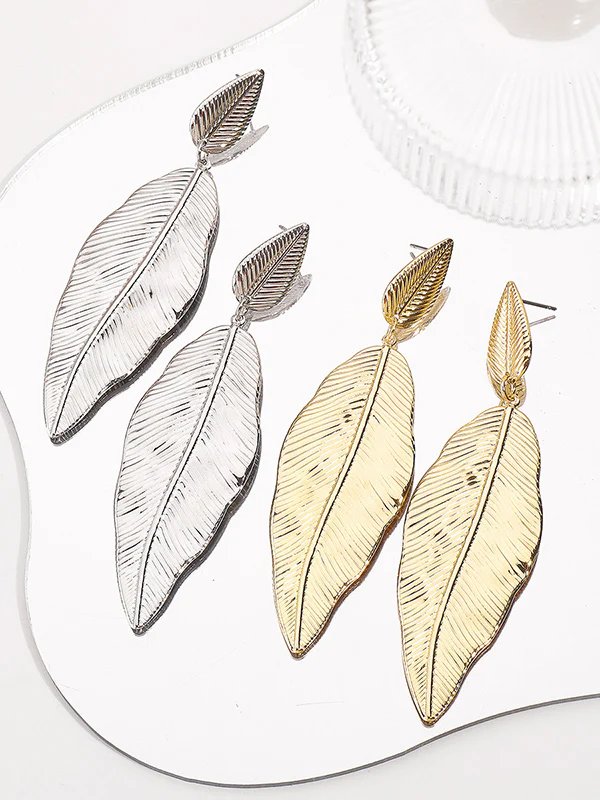 Leaves Shape Drop Earrings - Image 5