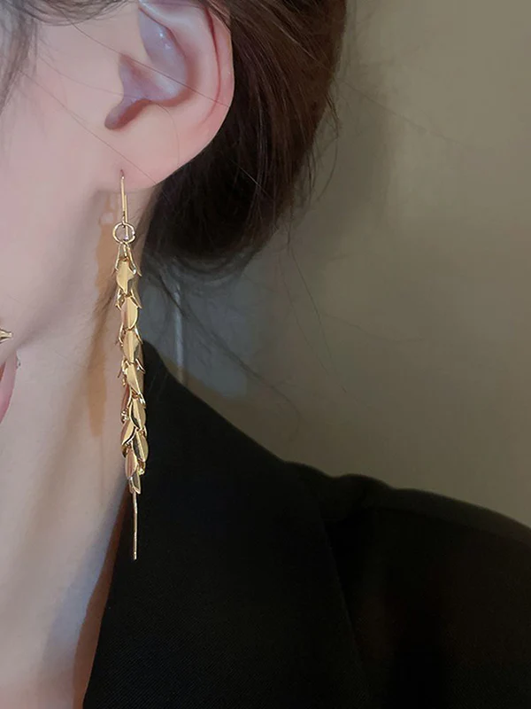 Leaves Shape Tasseled Drop Earrings - Image 2