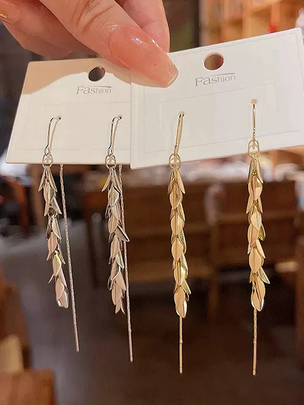 Leaves Shape Tasseled Drop Earrings - Image 5