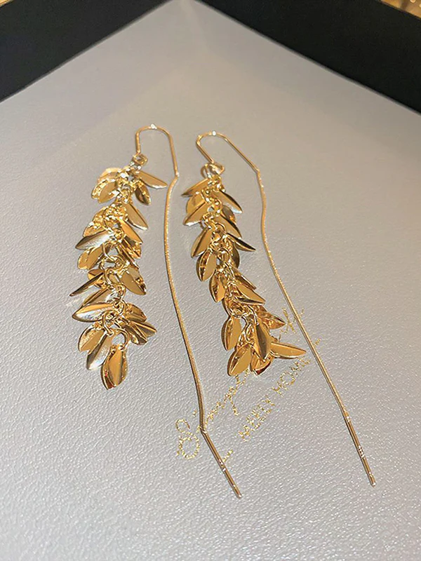 Leaves Shape Tasseled Drop Earrings - Image 7