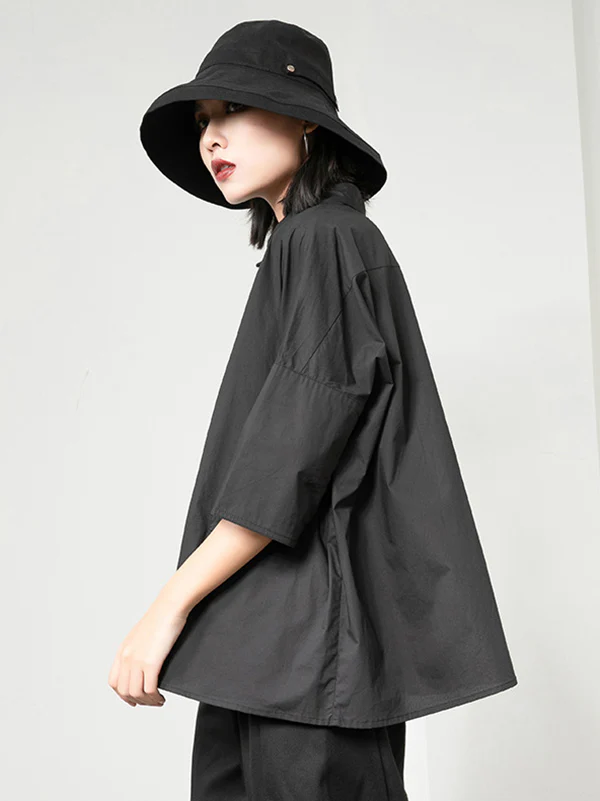 Leisure Fashion Loose Irregularity Solid Color Polo Blouses&Shirts Tops - Image 6