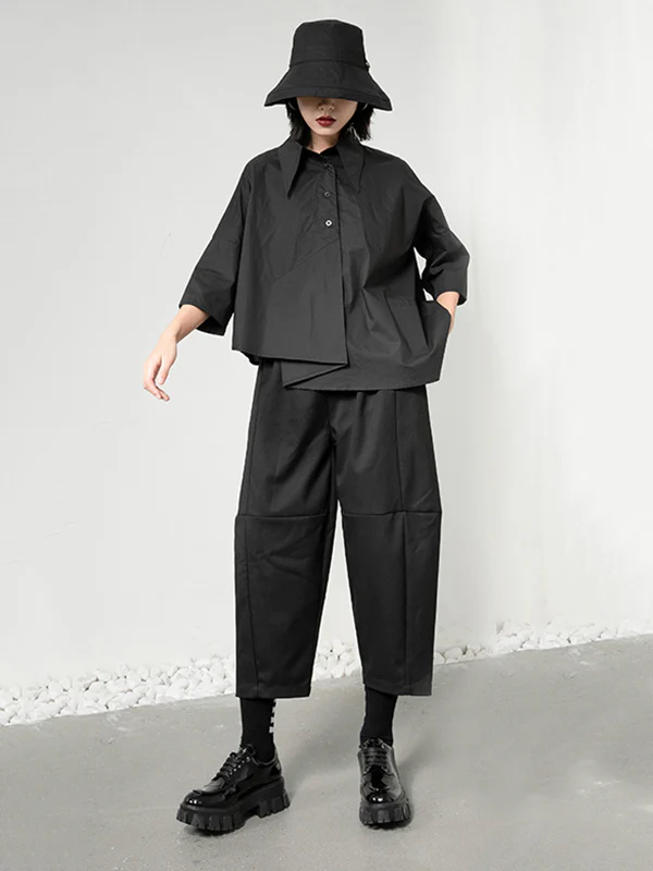Leisure Fashion Loose Irregularity Solid Color Polo Blouses&Shirts Tops - Image 7
