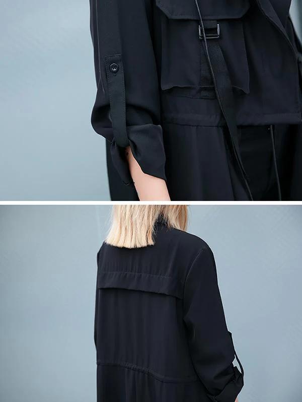 Light Loose Solid Trench Coat - Image 14