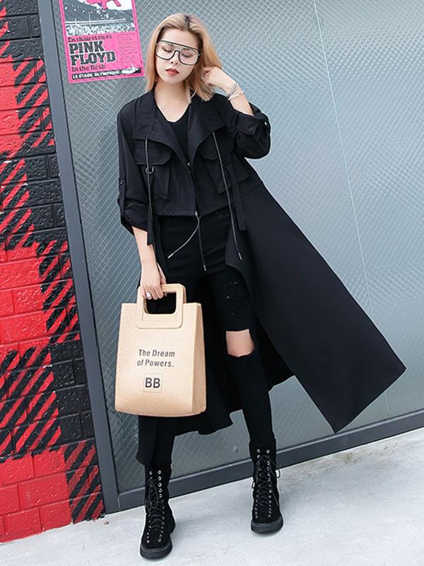 Light Loose Solid Trench Coat - Image 2