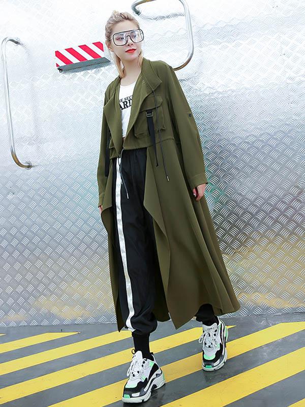 Light Loose Solid Trench Coat - Image 3