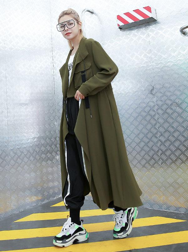 Light Loose Solid Trench Coat - Image 6