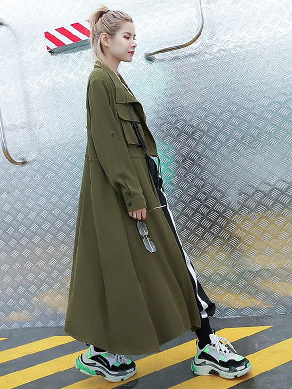Light Loose Solid Trench Coat - Image 9