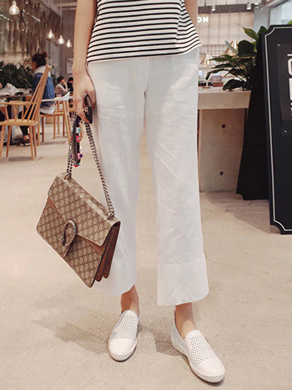 Linen Chic Plus Size Loose Casual Split-Side Ninth Pants - Image 11