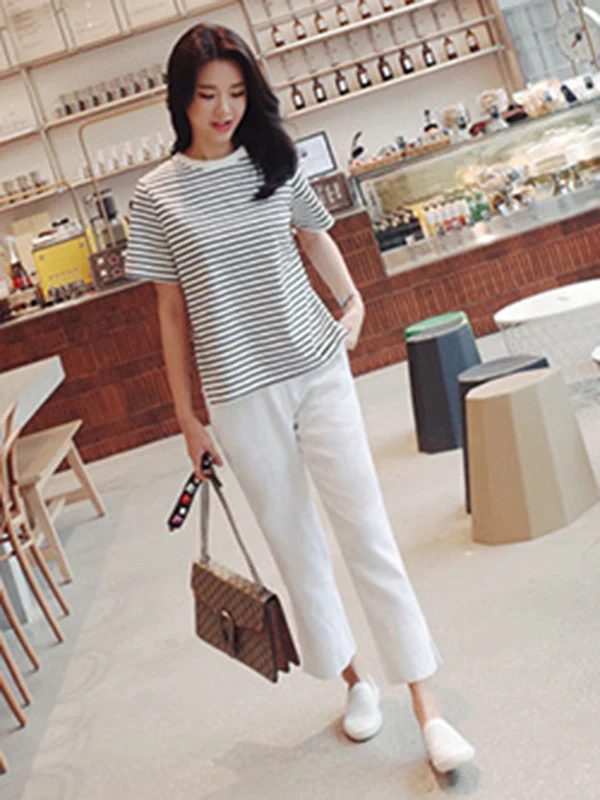 Linen Chic Plus Size Loose Casual Split-Side Ninth Pants - Image 8