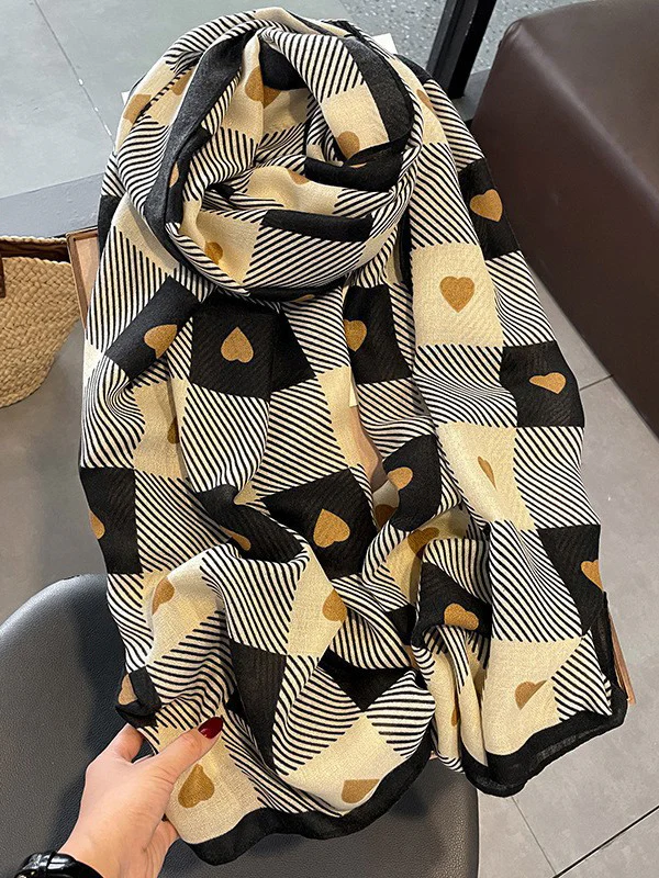 Linen Plaid Printed Sun-Proof Warm Shawl Scarf - Image 2