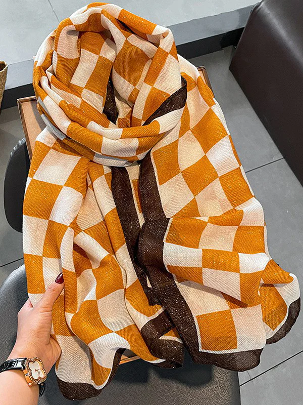 Linen Plaid Printed Sun-Proof Warm Shawl Scarf - Image 3
