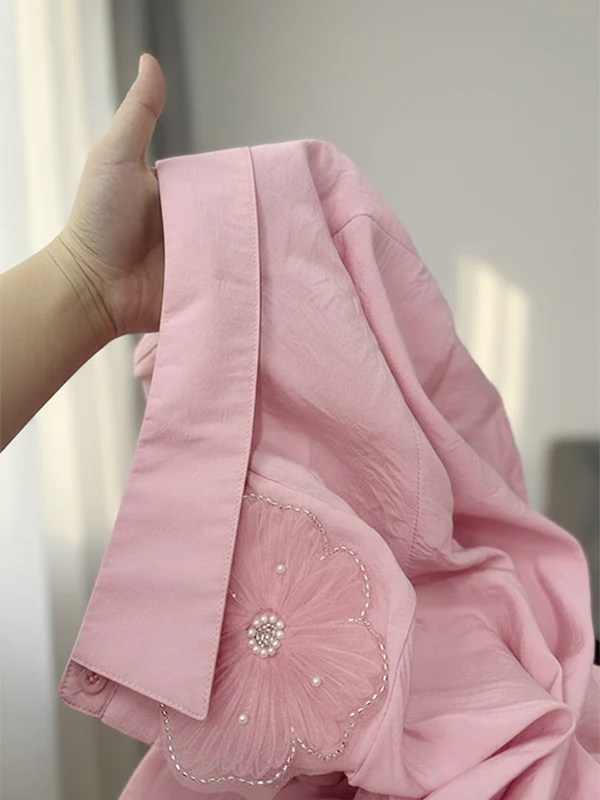 Long Sleeves Applique Split-Joint Lapel Blouses&Shirts Tops - Image 12