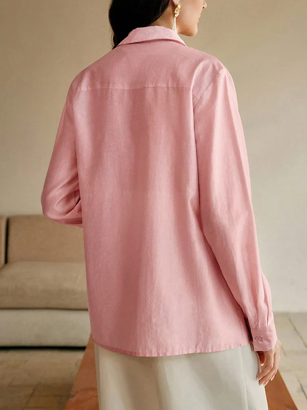 Long Sleeves Applique Split-Joint Lapel Blouses&Shirts Tops - Image 3
