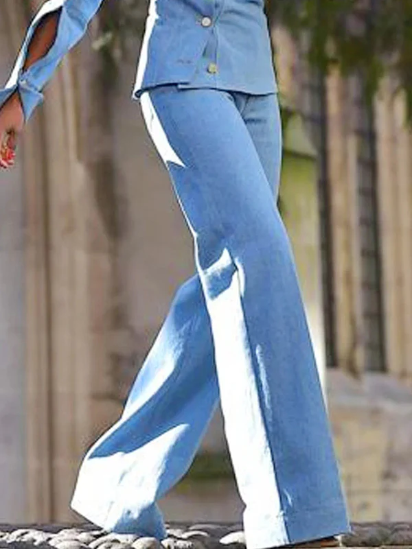 Long Sleeves Asymmetric Buttoned Hollow Lapel Pants Set Two Pieces Set - Image 6