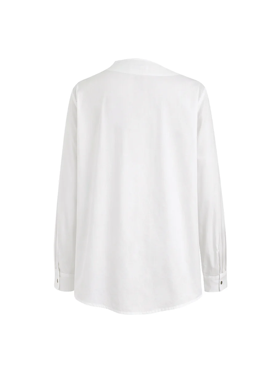 Long Sleeves Asymmetric Buttoned Split-Front Blouses&Shirts Tops - Image 7