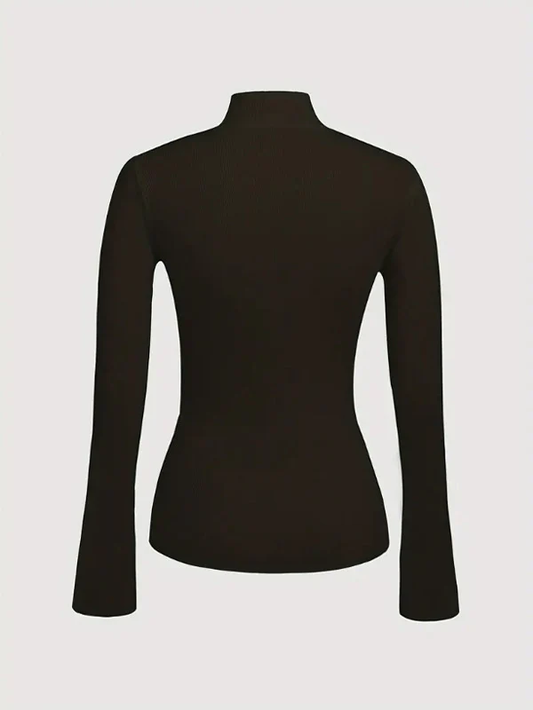 Long Sleeves Asymmetric Split-front Split-Joint V-neck Sweater Tops - Image 8