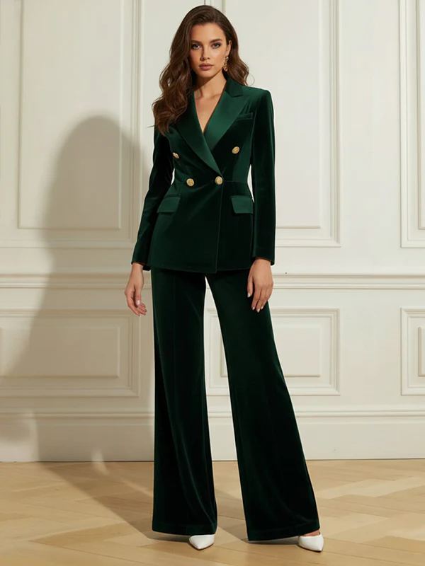 Long Sleeves Buttoned Contrast Color Pockets Split-Joint Notched Collar Blazer Outerwear - Image 2