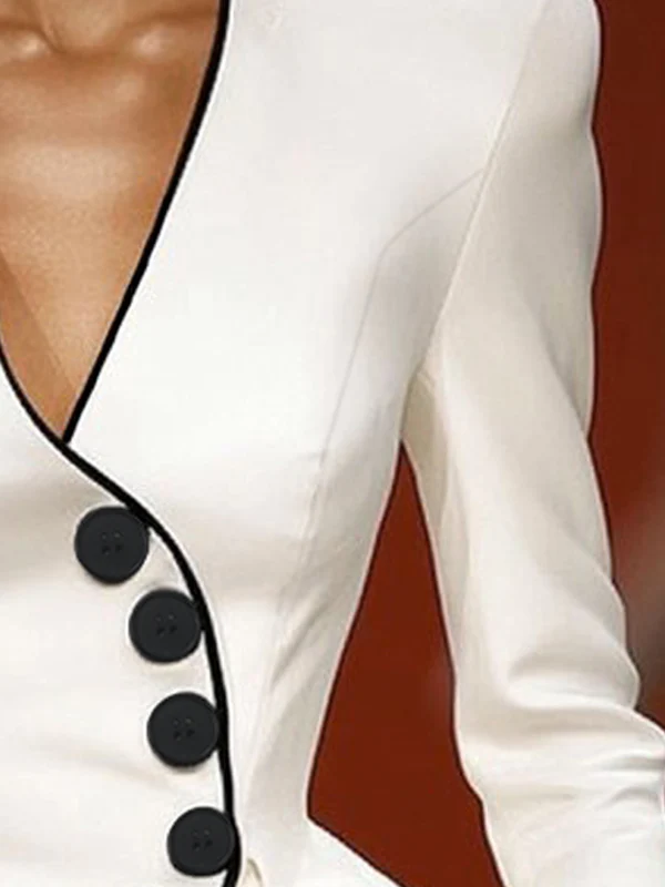Long Sleeves Buttoned Deep V-Neck Jackets Outerwear - Image 3