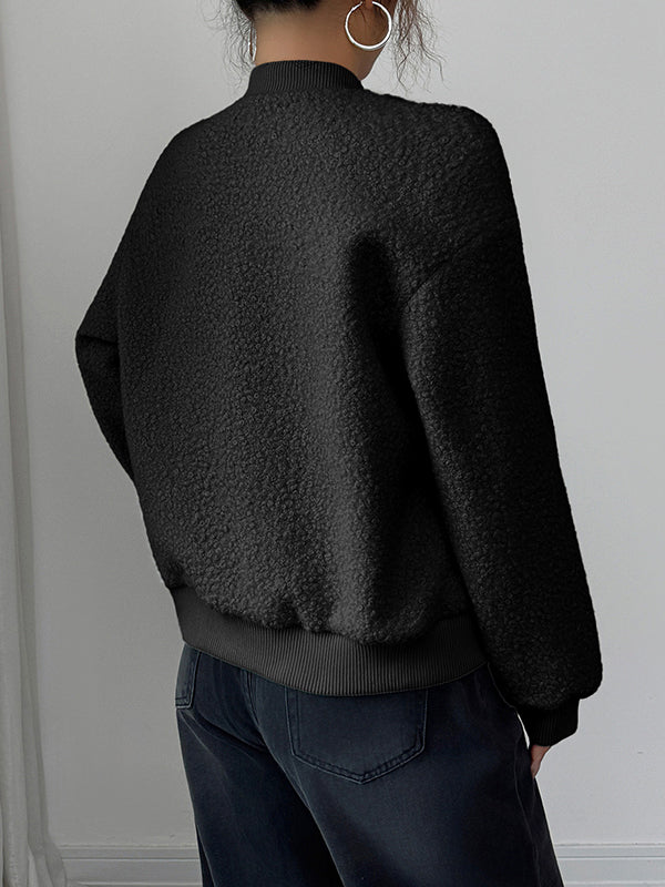 Long Sleeves Buttoned Elasticity Pockets Solid Color Collarless Jackets&Coats - Image 7