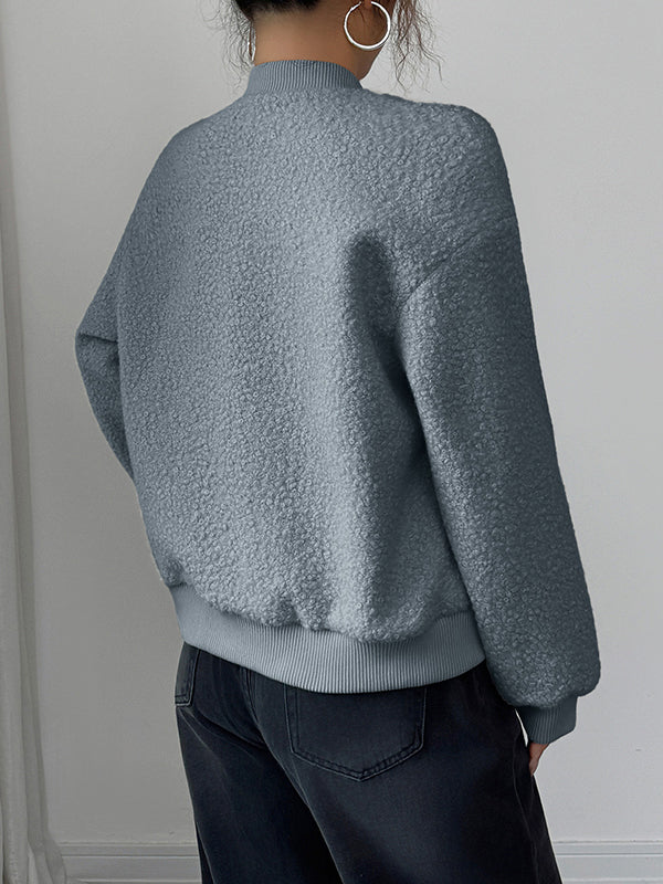 Long Sleeves Buttoned Elasticity Pockets Solid Color Collarless Jackets&Coats - Image 9