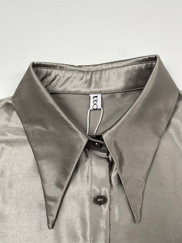 Long Sleeves Buttoned Gradient Lapel Blouses&Shirts Tops - Image 10