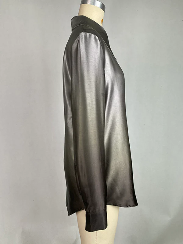 Long Sleeves Buttoned Gradient Lapel Blouses&Shirts Tops - Image 7