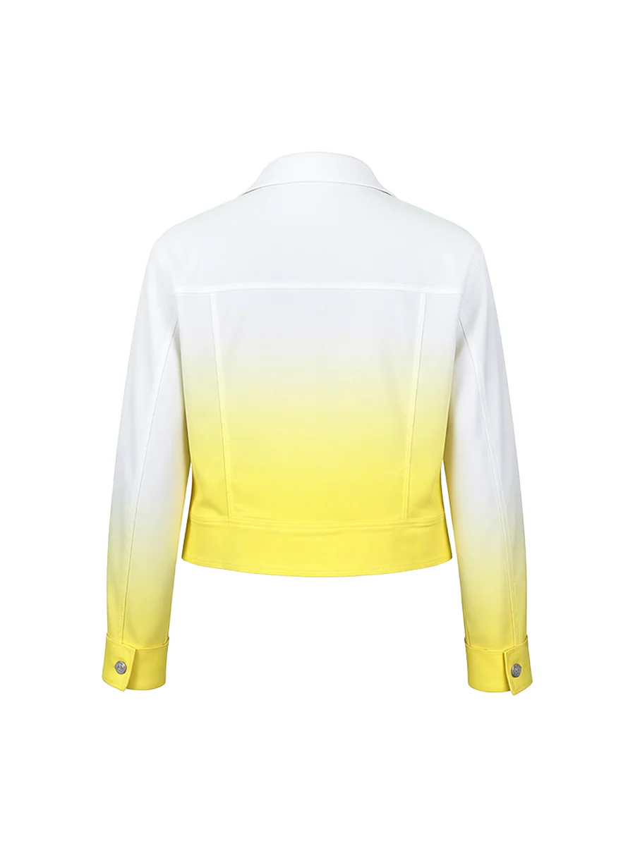 Long Sleeves Buttoned Gradient Zipper Lapel Outerwear - Image 9
