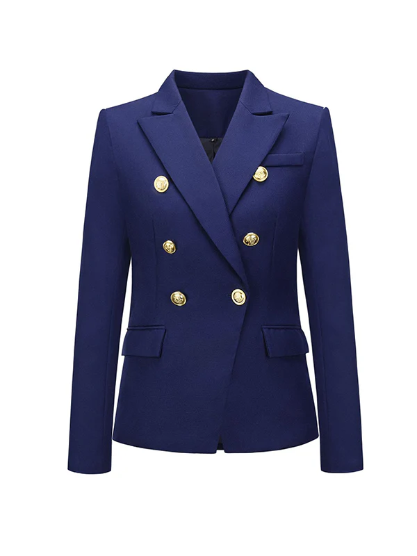 Long Sleeves Buttoned Notched Collar Blazer Outerwear - Image 10