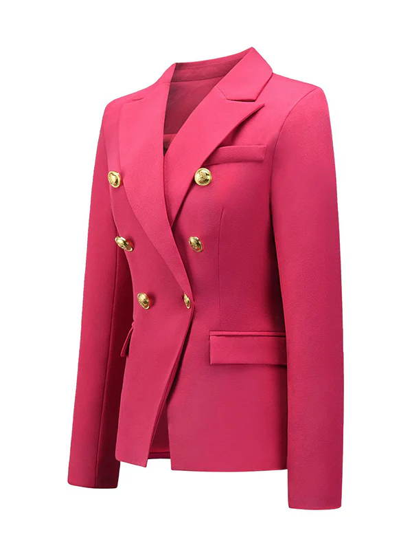 Long Sleeves Buttoned Notched Collar Blazer Outerwear - Image 12