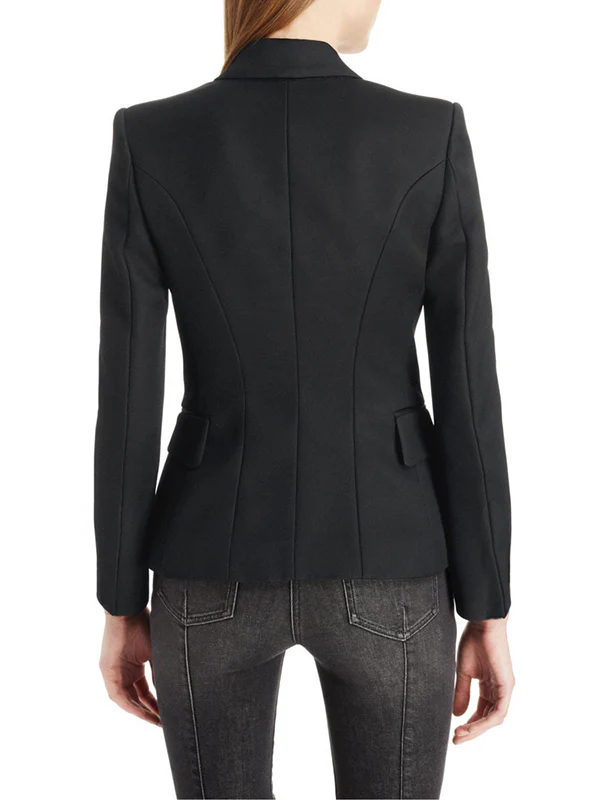 Long Sleeves Buttoned Notched Collar Blazer Outerwear - Image 15