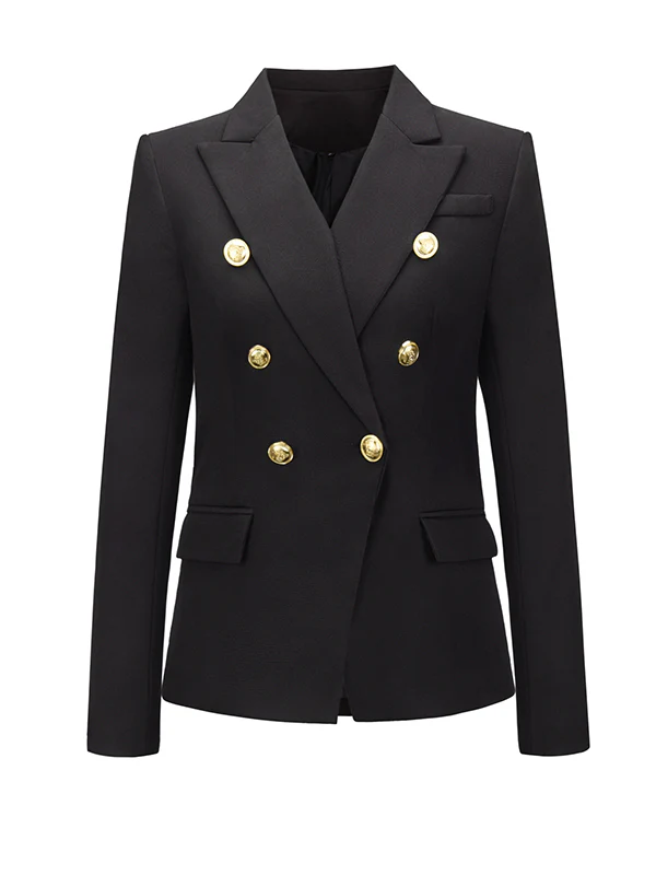 Long Sleeves Buttoned Notched Collar Blazer Outerwear - Image 16