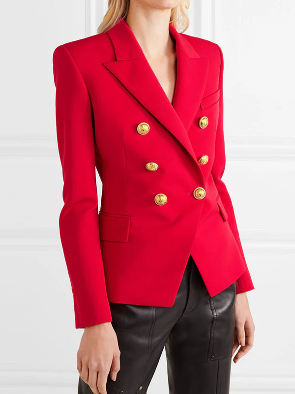 Long Sleeves Buttoned Notched Collar Blazer Outerwear - Image 17