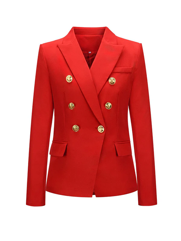 Long Sleeves Buttoned Notched Collar Blazer Outerwear - Image 18