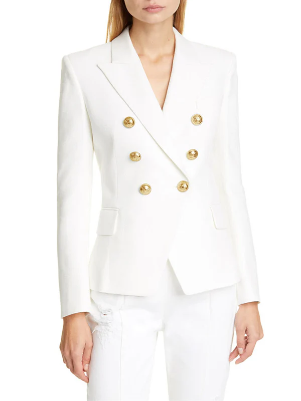 Long Sleeves Buttoned Notched Collar Blazer Outerwear - Image 2